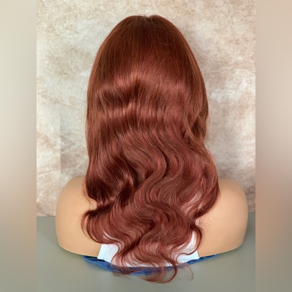 Human Hair Copper Red Bodywave Lace Closure Wig - Picture 5 of 15